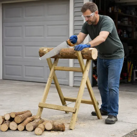 Chevalet en bois naturel pour sciage