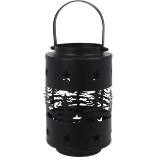 Lanterne fer noir 14,5x12,5x20cm poignée intégrée 350g