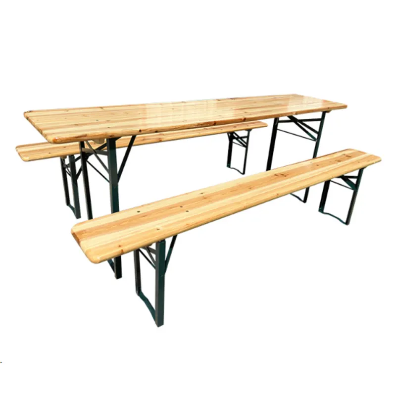 Lot de 2 Tables Extérieure en Pin Massif 177 cm avec 4 Bancs Bois / métal