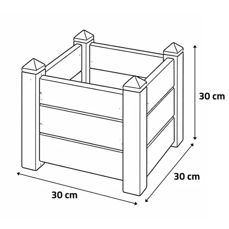 Jardinière carrée bois 30x30 / H 30 cm