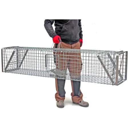 Cage-piège Hardy 3 ressorts trappe 60° 2 entrées 150x34x34cm
