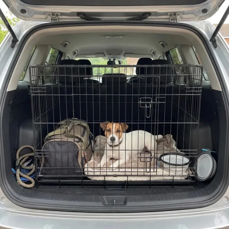 Cage métal grillagée avec plateau noir 122 x 75 x 82 cm