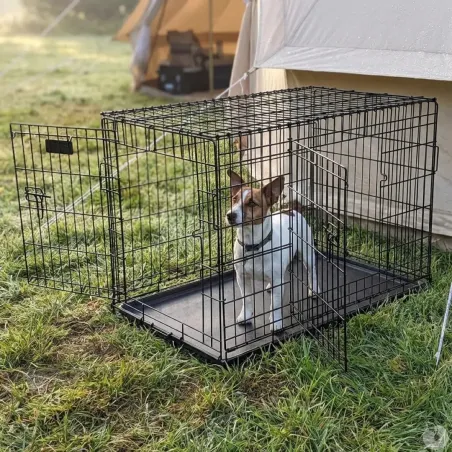 Cage métal grillagée avec plateau noir 122 x 75 x 82 cm