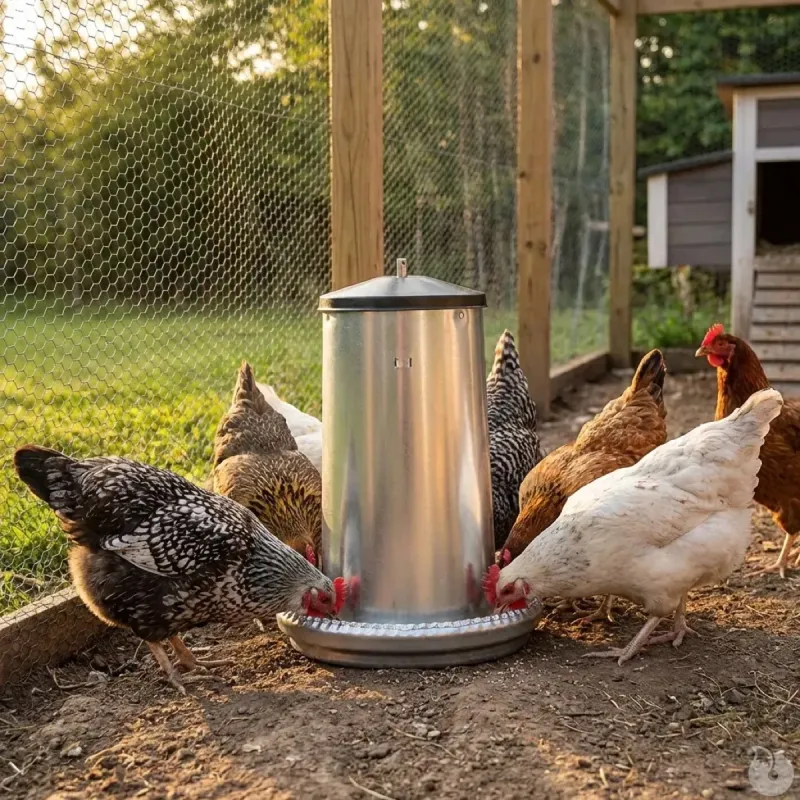 Mangeoires volaille à trémie métal 5kg en lot de 10