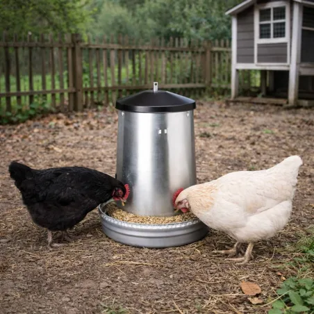 Mangeoires volaille à trémie métal 5kg en lot de 10