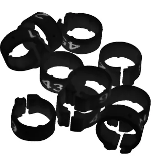 Bagues Spécial Pigeon Marquage Laser Indélébile numérotées 1-25 Noir