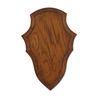 Ecusson chasse trophée chevreuil chêne foncé ciré 40x25cm