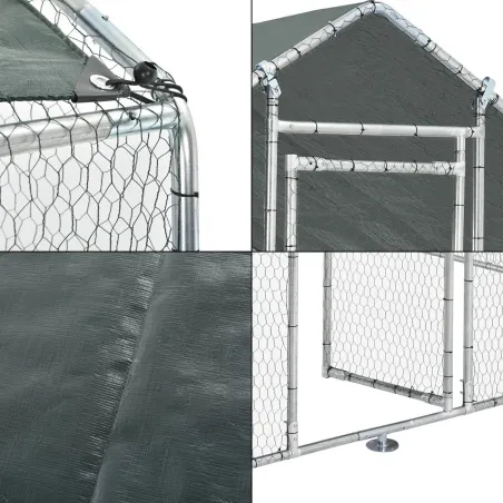 Enclos pour volailles 2x2x2m - 4m² en tube galvanisé et toile PE imperméable