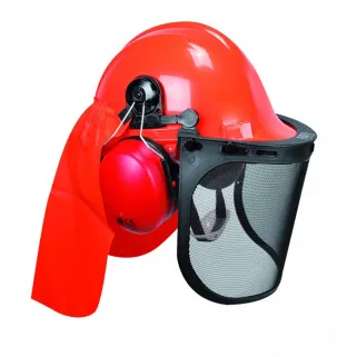 Casque forestier complet orange pour homme - Protection intégrale EN 397+A1