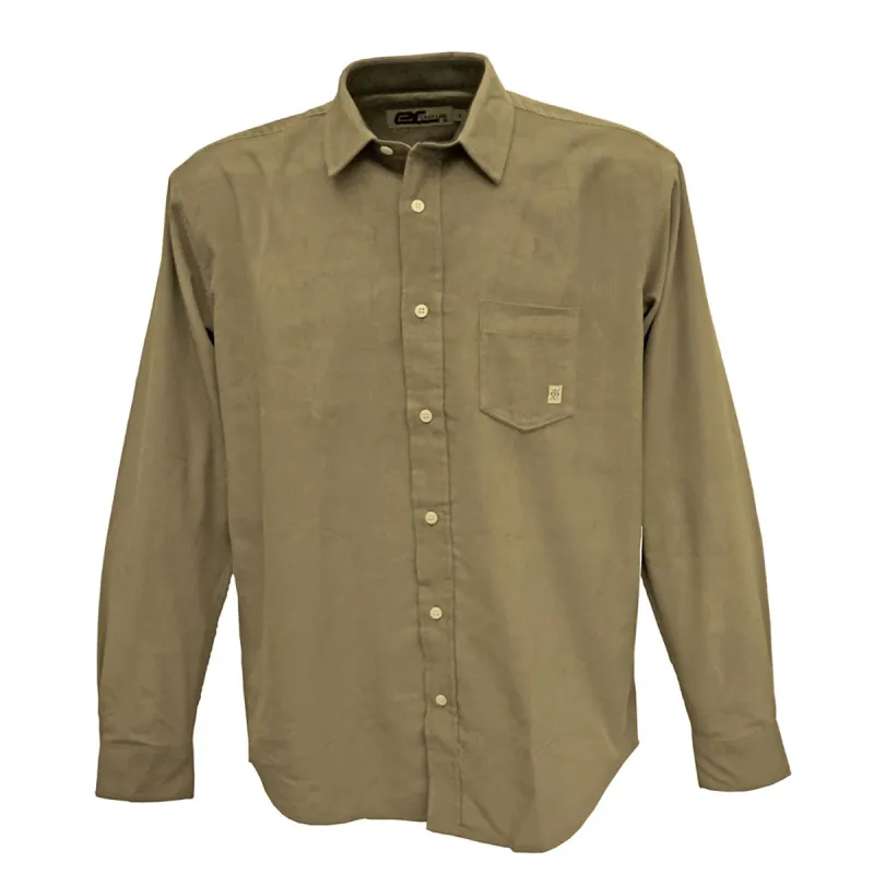 Chemise homme en velours vert Uli - Manches longues - 100% coton