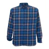 Chemise Homme Manches Longues en Flanelle à Carreaux Bleu et Marron - Coupe Droite