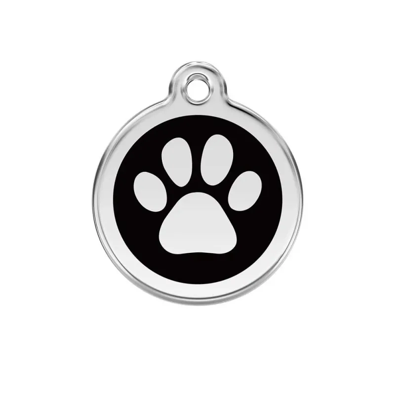 Médaille en Acier Inoxydable Gravée - RedDingo - Ø 3 cm - Patte Noire