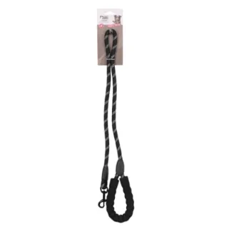 Laisse pour chien en nylon réfléchissante noire - 120 cm