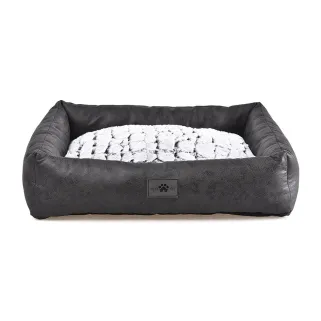 Coussin Sofa Fourrure Effet Crocodile Noir et Blanc - 63x48 cm Déhoussable