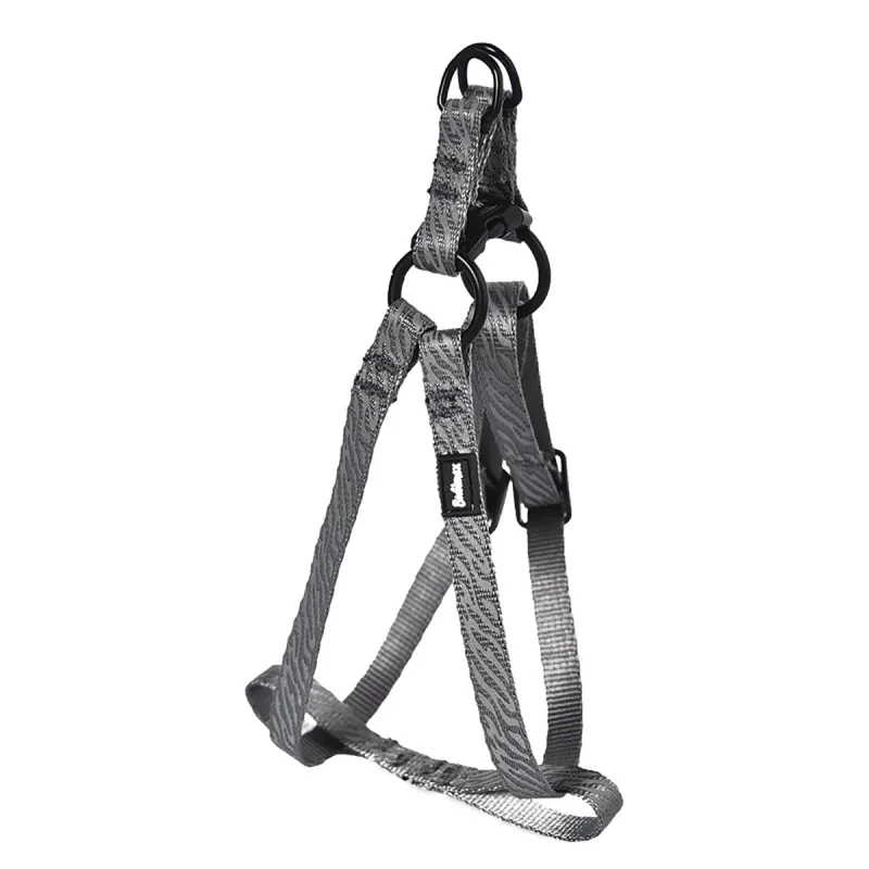 Harnais Réfléchissant Réglable en Nylon Gris - Sécurité Ajustable 50-65 cm
