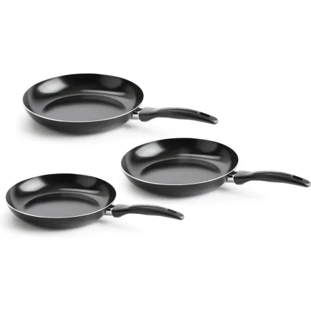 Lot de 3 poêles Vita Verte en aluminium anti-adhésif - Ø20/24/28cm - Tous feux