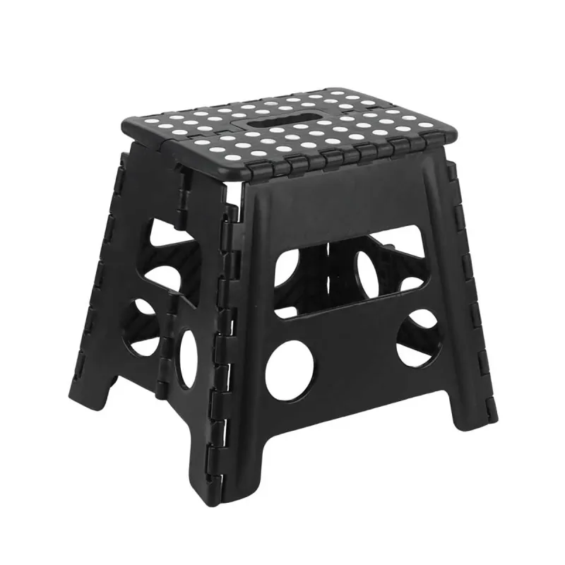 Marche-pieds pliable ultra solide noir - Hauteur 33 cm - Charge 150 kg