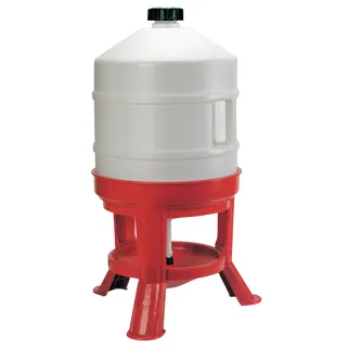 Abreuvoir fût plastique 30L avec poignée et pieds - Rouge et blanc - NOVITAL