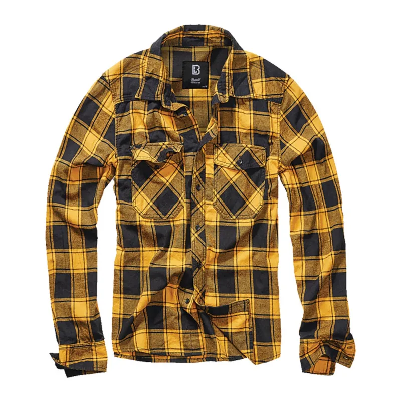 Chemise à carreaux homme en flanelle jaune et noire - Brandit®