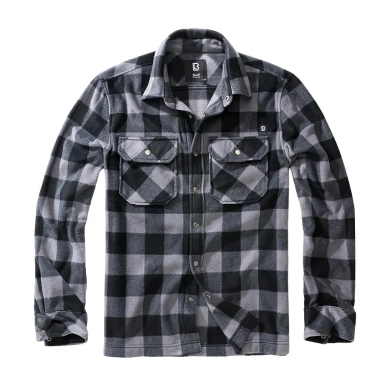 Chemise Polaire Homme Jeff Brandit® - Gris et Noir - Manches Longues