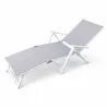 Chaise longue aluminium blanche 175x66cm en toile textilène