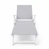 Chaise longue aluminium blanche 175x66cm en toile textilène