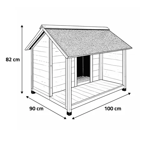 Niche en Bois pour Chien - Terrasse Épicéa 100x90x82cm