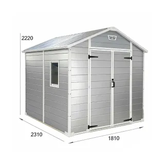 Abri de jardin Lys en plastique 181x231x222cm - Panneaux 12mm & structure aluminium