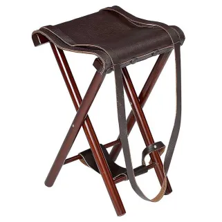 Siège de battue 4 pieds en bois et cuir - Hauteur 65 cm