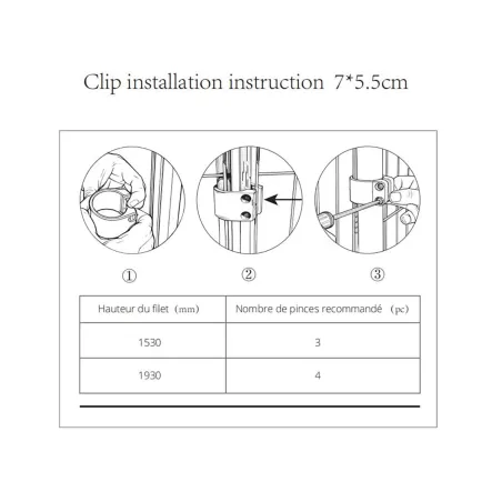 Lot de 4 clips de fixation pour panneau grillagé Ø48 mm - Acier galvanisé