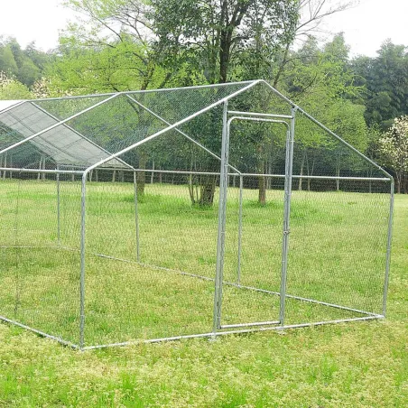 Enclos pour volailles 6x3x2m - 18m² en tube galvanisé et toile PE imperméable