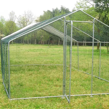 Enclos pour volailles 6x3x2m - 18m² en tube galvanisé et toile PE imperméable