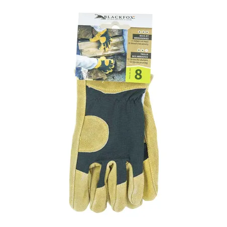 Gants de travail cuir Black Fox - Taille 8 - Protection et dextérité pour la manutention du bois