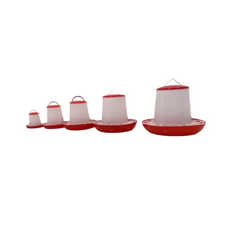 Mangeoire plastique avec poignée 6 kg pour volailles - Rouge et blanc