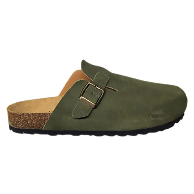 Sabots Homme AYOKA en Cuir Kaki - Modèle Soube