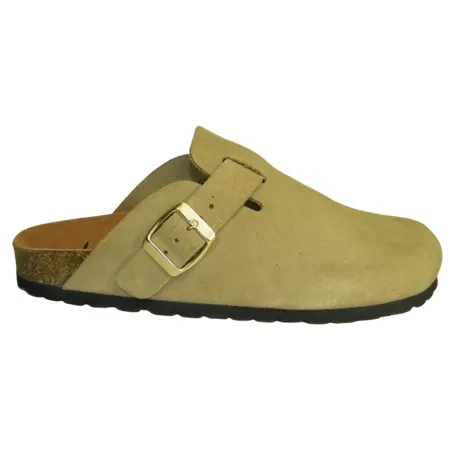 Sabots Pob en Cuir Gris Clair - Femme - Ayoka