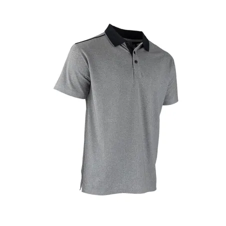 Polo homme LMA gris chiné coton polyester manches courtes