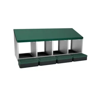 Pondoir 4 nids sur pieds en acier - Récupération automatique des œufs