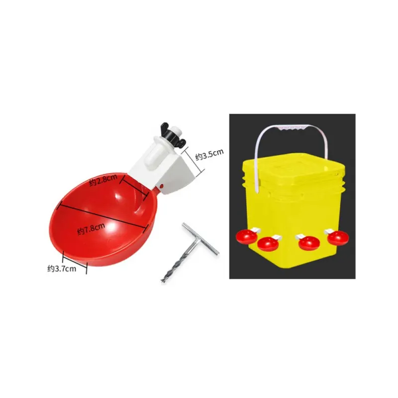 Lot de 5 abreuvoirs bol pour bidon en plastique rouge pour volailles