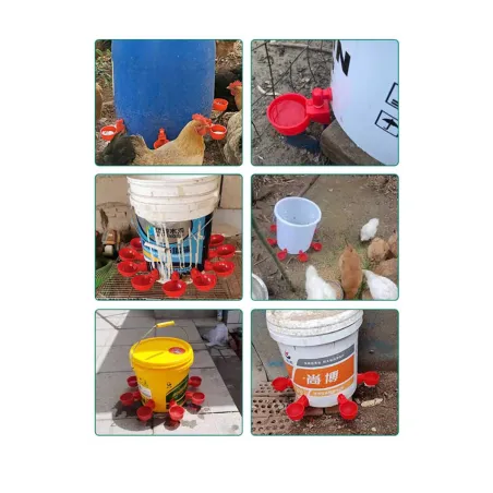 Lot de 5 abreuvoirs bol pour bidon en plastique rouge pour volailles