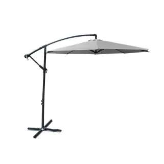 Parasol déporté Azur 3m gris - Protection solaire robuste et élégante