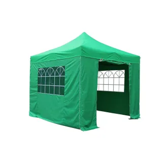 Tonnelle pliante aluminium 3x3 m verte avec parois latérales