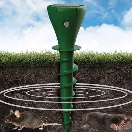 Chasse taupes solaire 'Twist' - Lot de 2 - 650m² de couverture par appareil