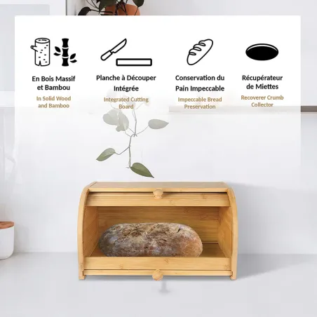 Boîte à pain Keep & Cut en bois imputrescible - Planche à découper intégrée