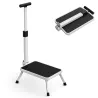 Marchepied sécurisé pliable avec barre d'appui - Hauteur 17 cm - Acier blanc