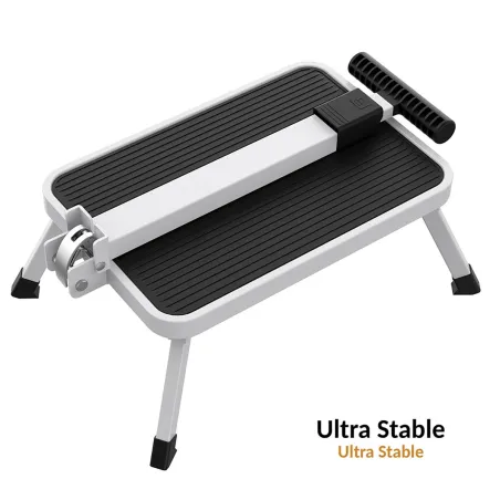 Marchepied sécurisé pliable avec barre d'appui - Hauteur 17 cm - Acier blanc