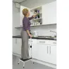 Marchepied sécurisé pliable avec barre d'appui - Hauteur 17 cm - Acier blanc