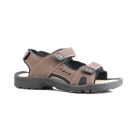 Sandales Homme Marron à Scratchs en Synthétique - Confort et Pratique