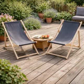 Lot de 2 chiliennes pin coton 300D gris