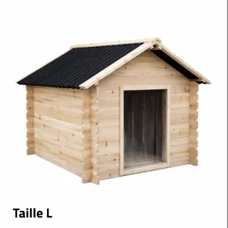 Niche chien en bois toit type chalet madrier toit PVC taille L 116 x 87 x 90 cm 